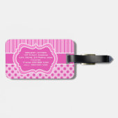 Rosa, weißer gestreifter Tupfen-Gepäckanhänger Gepäckanhänger (Rückseite horizontal)