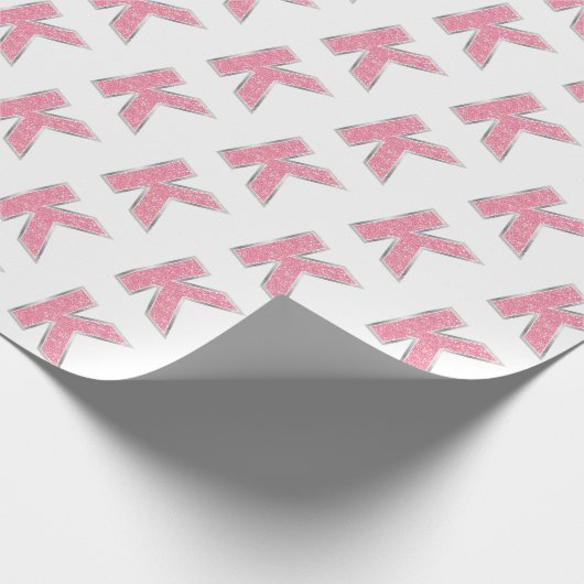 Rosa Weißer Glitzer Buchstabe K Geschenkpapier (Ecke)