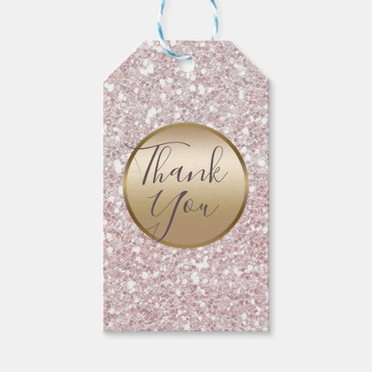 Rosa Weißer Glitzer und Gold Modernes Glam Gastges Geschenkanhänger (Vorderseite)