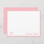 Rosa weißer handgeschriebener Text Monogram modern Mitteilungskarte (Vorne/Hinten)