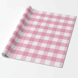 Rosa-weißer klassischer Gingham-Muster Geschenkpapier