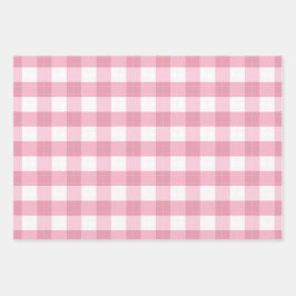 Rosa-weißer klassischer Gingham-Muster Geschenkpapier Set