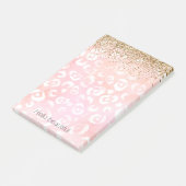 Rosa Weißer Leopard Gold Glitzer Post-it Klebezettel (angewinkelt)