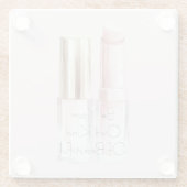 Rosa weißer Lippenstift Elfenbein Nagellack Glasuntersetzer (Rückseite)