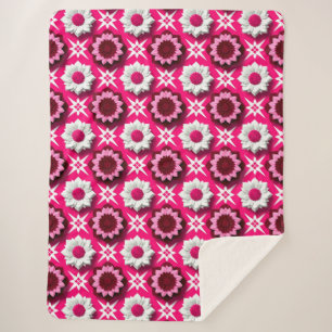 🌸✨ Rosa Weißer Lotus Blumenmuster Eleganter Blüte Sherpadecke