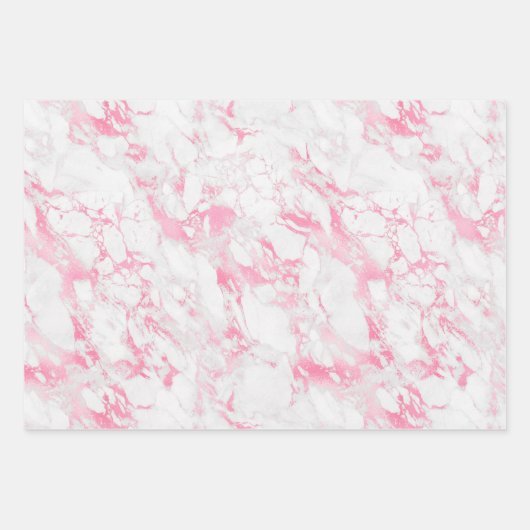 Rosa weißer Marmor Geschenkpapier Set (Vorderseite)