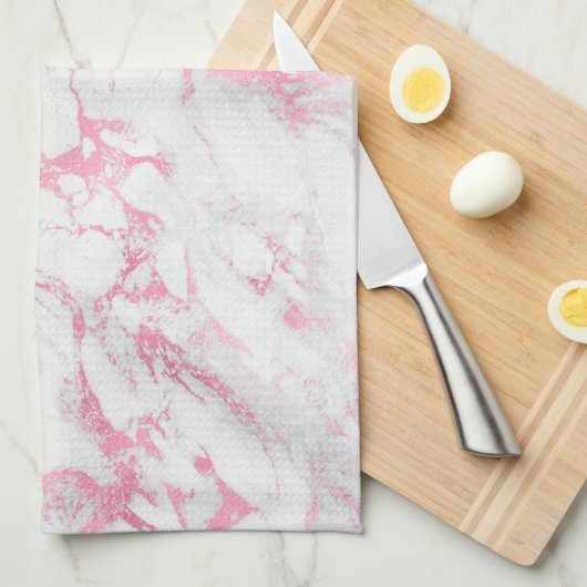Rosa weißer Marmor Geschirrtuch (Viertel Falte)