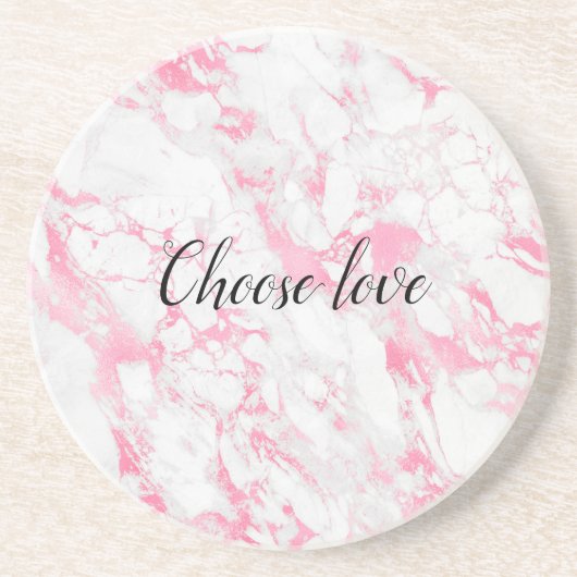 Rosa weißer Marmor Getränkeuntersetzer (Vorne)