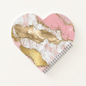 Rosa weißer Marmor Gold Glitter Notizblock (Rückseite)