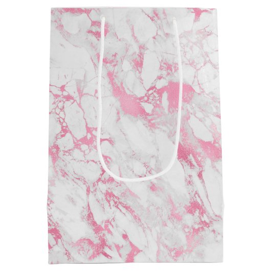 Rosa weißer Marmor Mittlere Geschenktüte (Rückseite)