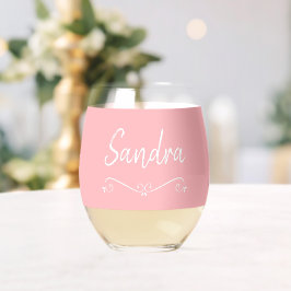 Rosa Weißer Name Geburtstag 4Sandra Trinkbehälter  Weinglas Ohne Stiel