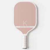 Rosa weißer Streifen Einfache moderne Monogramm Pickleball Schläger (Rückseite)