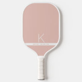 Rosa weißer Streifen Einfache moderne Monogramm Pickleball Schläger (Vorderseite)