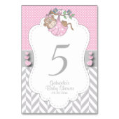 Rosa, weißer und grauer Affe - Tischnummern (Rückseite)