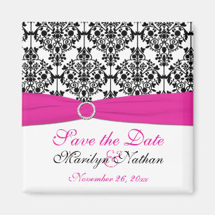 Rosa, weißer und schwarzer Damast-Gastgeschenk Magnet