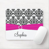 Rosa, weißer und schwarzer Damast Mousepad (Mit Mouse)