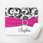 Rosa, weißer und schwarzer Damast Mousepad (Mit Mouse)