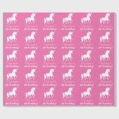 Rosa weißer Unicorn-personalisierter Geschenkpapier (Flach)