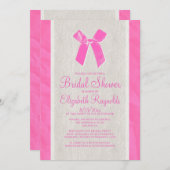 Rosa weißer Vintager Bogen-LeinenBrautparty lädt Einladung (Vorne/Hinten)