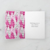 Rosa Weißer Weihnachtsbaum Gold Glitzer Karte (Innenseite)