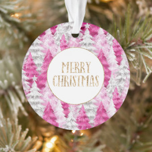 Rosa Weißer Weihnachtsbaum Gold Glitzer Ornament