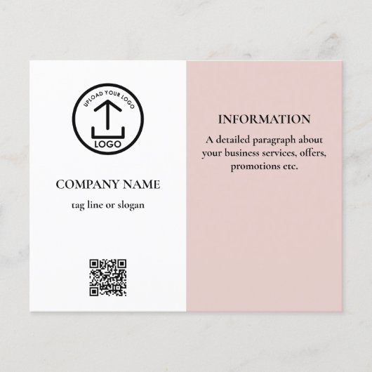 Rosa Weißer Werbeunternehmen-Logo QR-Code Flyer (Vorne)