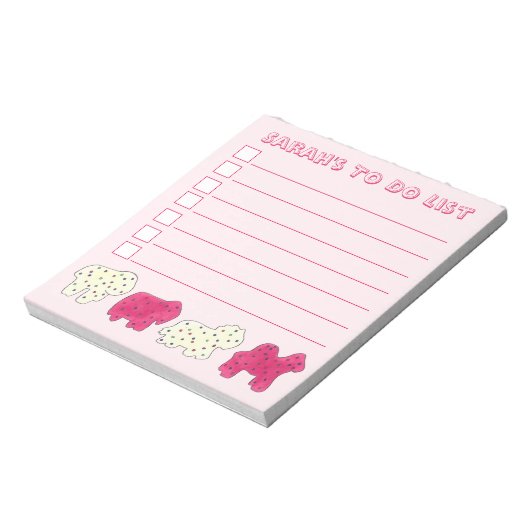 Rosa Weißer Zirkus Zoo Tierkrebse zu erledigen Notizblock (Rotiert)