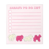 Rosa Weißer Zirkus Zoo Tierkrebse zu erledigen Notizblock (Vorderseite)