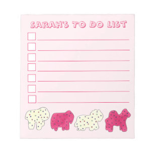 Rosa Weißer Zirkus Zoo Tierkrebse zu erledigen Notizblock