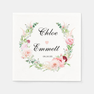 Rosa Weißes Blumenherz Romantische Hochzeiten Napk Serviette