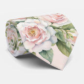 Rosa weißes Botanisches Rosenbraut Hochzeitsgroom Krawatte (Gerollt)