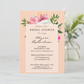 Rosa-weißes Brautparty mit Blumen - Rosa 2C Einladung (Stehend Vorderseite)