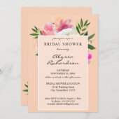 Rosa-weißes Brautparty mit Blumen - Rosa 2C Einladung (Vorne/Hinten)