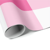Rosa Weißes Buffalo Karo Geburtstag Geschenkpapier (Rolleneckpunkt)