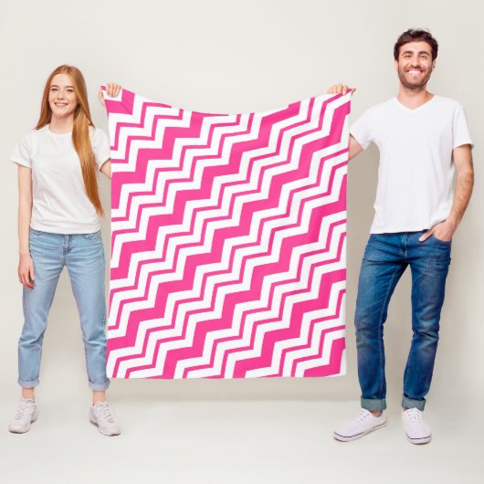 Rosa-weißes Chevron-Zickzack-Musterdesign  Fleecedecke (Beispiel)