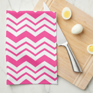 Rosa weißes Chevron-Zickzack-Musterdesign  Geschirrtuch