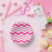 Rosa weißes Chevron-Zickzack-Musterdesign  Pappteller (Party)