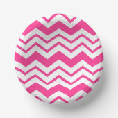 Rosa weißes Chevron-Zickzack-Musterdesign  Pappteller (Vorderseite)