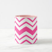 Rosa weißes Chevron-Zickzack-Musterdesign  Tasse (Zentrum)