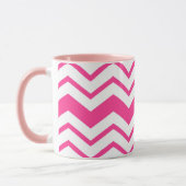 Rosa weißes Chevron-Zickzack-Musterdesign  Tasse (Links)