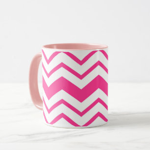 Rosa weißes Chevron-Zickzack-Musterdesign  Tasse