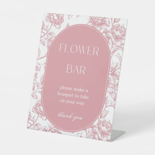 Rosa Weißes Chinoiserie Blume Bar Tafelschild Sockelschild