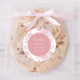 Rosa Weißes Chinoiserie Brautparty Rundaufkleber Runder Aufkleber