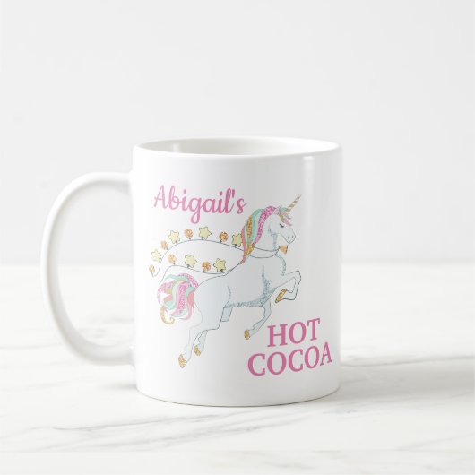 Rosa Weißes Einhorn Hot Cocoa Kaffeetasse (Links)