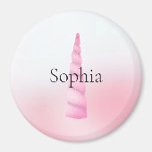Rosa Weißes Einhorn Magnet (Vorne)