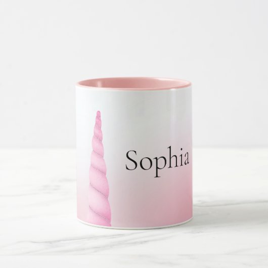Rosa Weißes Einhorn Personalisiert Tasse (Zentrum)