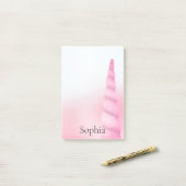 Rosa Weißes Einhorn Post-it Klebezettel (Auf Schreibtisch)