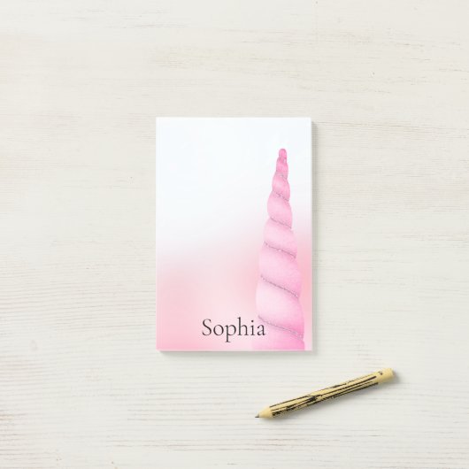 Rosa Weißes Einhorn Post-it Klebezettel (Auf Schreibtisch)