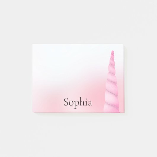 Rosa Weißes Einhorn Post-it Klebezettel (Vorderseite)