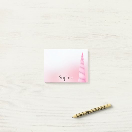 Rosa Weißes Einhorn Post-it Klebezettel (Auf Schreibtisch)